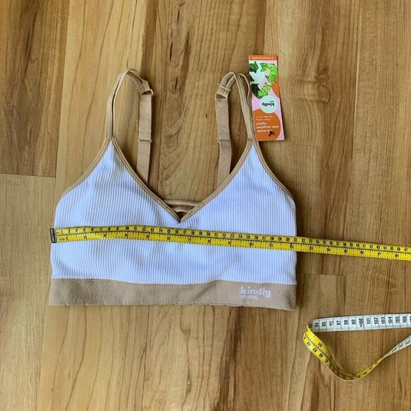 Kindly Yours Seamless Pullover Size Large Beige White Ribbed Bralette New - Picture 2 of 7